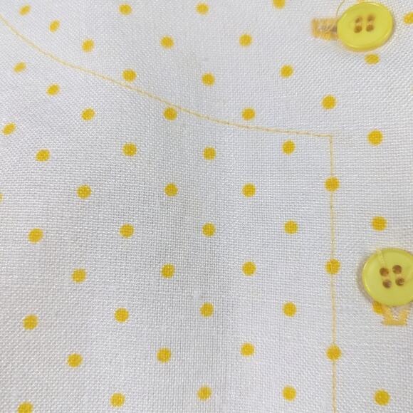 Vintage Kay Windsor Dress Women's Size Large Yellow Polka Dot Sundress Button Up - Picture 5 of 8
